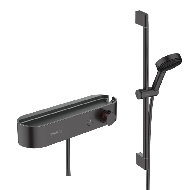 Hansgrohe Shower Tablet Select Duscharmatur Set mit Pulsify Select S 3jet Brausegarnitur schwarz matt