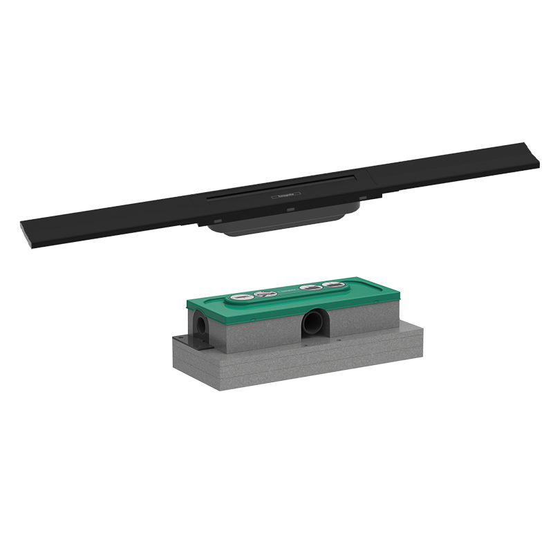 Hansgrohe RainDrain Flex Duschrinne Set schwarz matt, 70 cm kürzbar mit uBox Grundkörper für flache Installation ab 5,7 cm