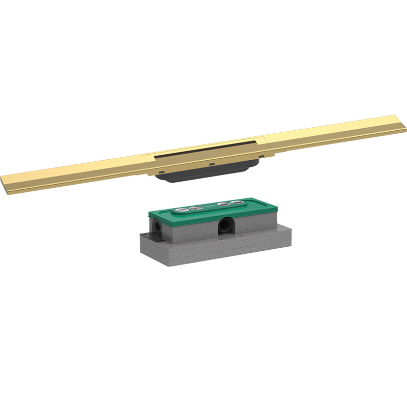 Hansgrohe RainDrain Flex Duschrinne Set für Wandmontage gold, 80 cm kürzbar mit uBox Grundkörper für flache Installation ab 5,7 cm
