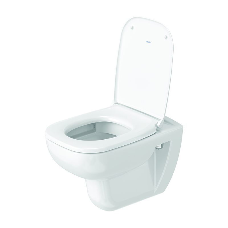Duravit D-Code Wand-WC Set, mit WC-Sitz ohne Spülrand, weiß, Tiefspüler