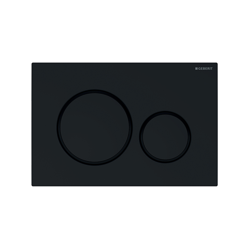 Geberit Sigma20 Betätigungsplatte für 2-Mengen-Spülung schwarz glänzend Ringe schwarz matt