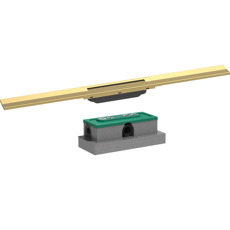 Hansgrohe RainDrain Flex Duschrinne Set gold, 80 cm kürzbar mit uBox Grundkörper für Standardinstallation ab 7,5 cm