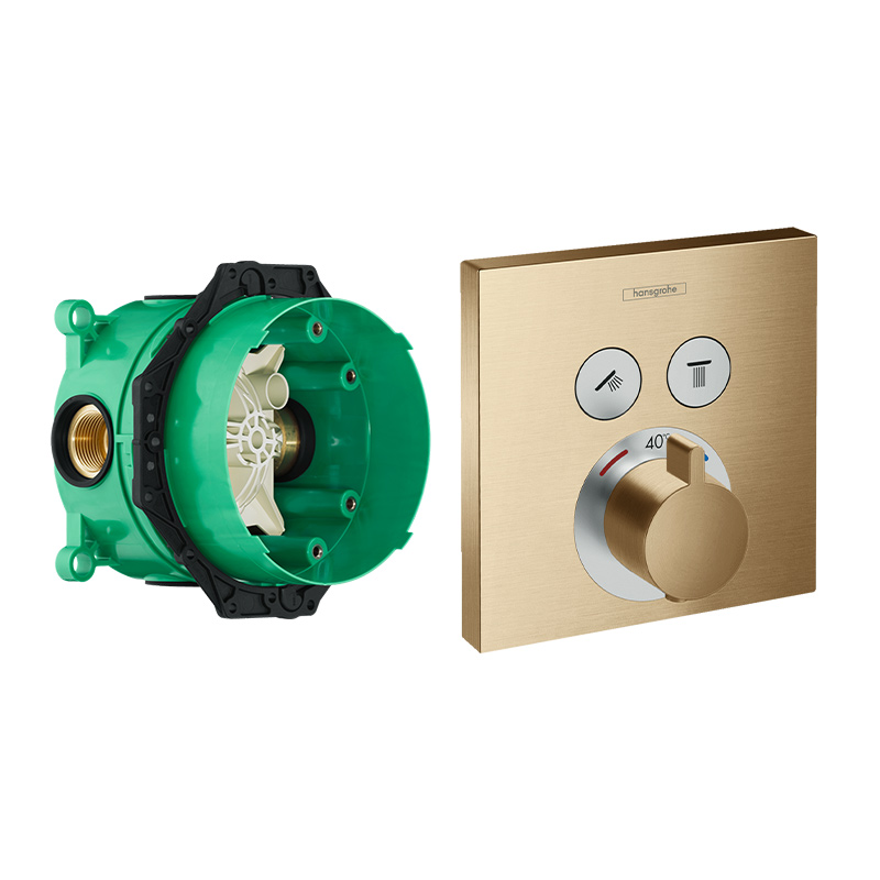 Hansgrohe ShowerSelect Thermostat Unterputz für 2 Verbraucher bronze gebürstet Set mit Grundkörper