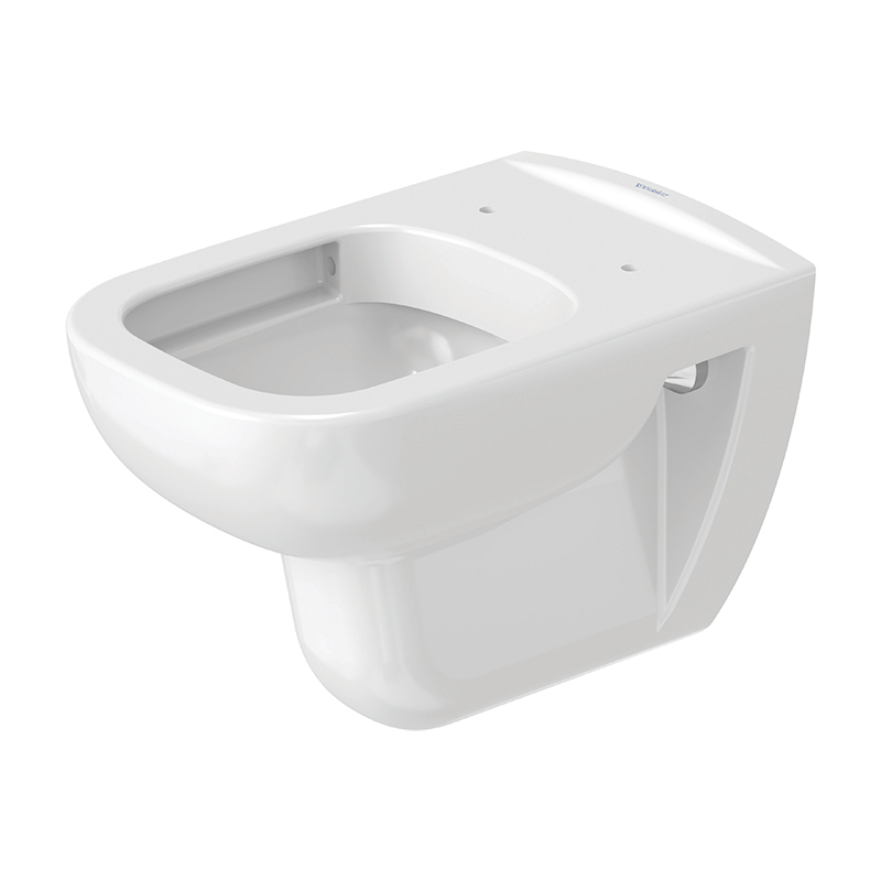 Duravit D-Code Wand-WC Set, mit WC-Sitz ohne Spülrand, weiß, Tiefspüler