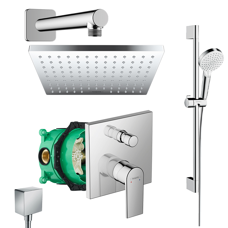 Hansgrohe Vernis Shape Unterputz Duschsystem mit Kopfbrause 230 BrausestangenSet und iBox