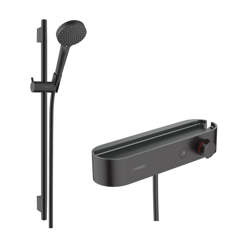 Hansgrohe Shower Tablet Select Duscharmatur Set mit Vernis Blend 100 Brausegarnitur schwarz matt