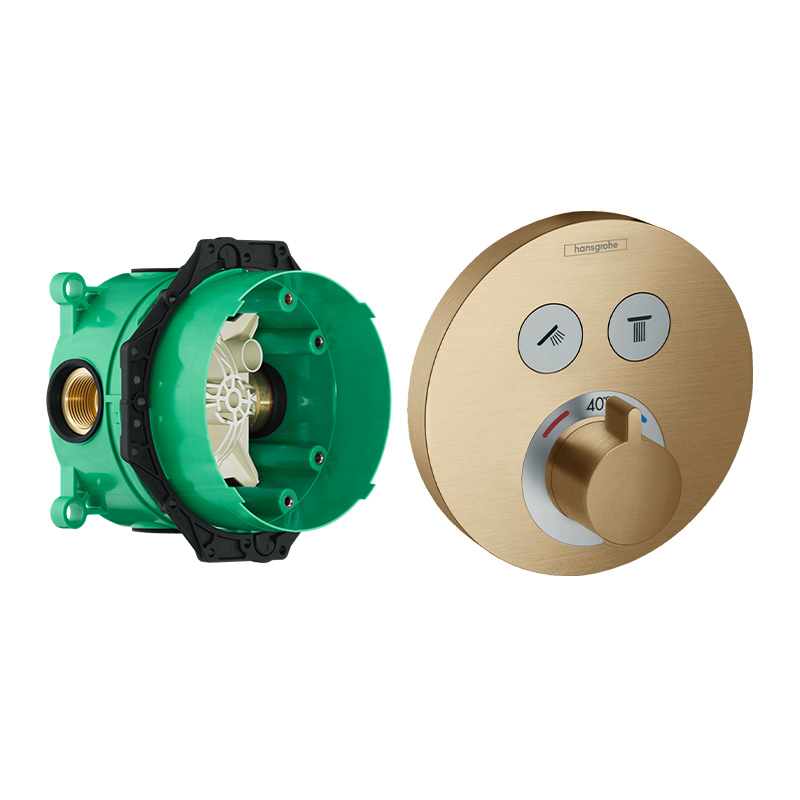 Hansgrohe ShowerSelect S Thermostat Unterputz für 2 Verbraucher, bronze gebürstet Set mit Grundkörper
